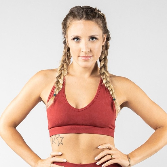 BUFFBUNNY Confidential Sports Bra Red Camo Jacquard Women’s Size Medium - Picture 8 of 12